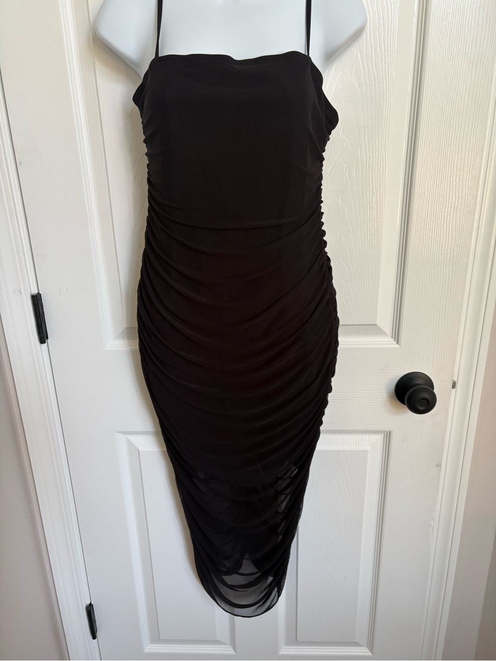 wild fable Black mesh Ruched Midi  Dress